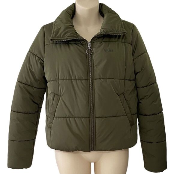 Vans Foundry Sz XS Olive Green Puffer Bomber Jacket Like New - Picture 2 of 16